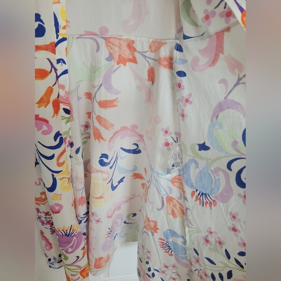 Zara 100% Cotton Multicolored White Pink Floral Maxi Dress With Belt SIZE XS - Picture 9 of 10